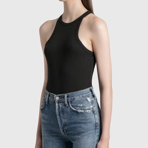 AGOLDE WOMEN'S RIANNE HIGH-NECK RACERBACK BODYSUIT Black Small - Picture 4 of 12